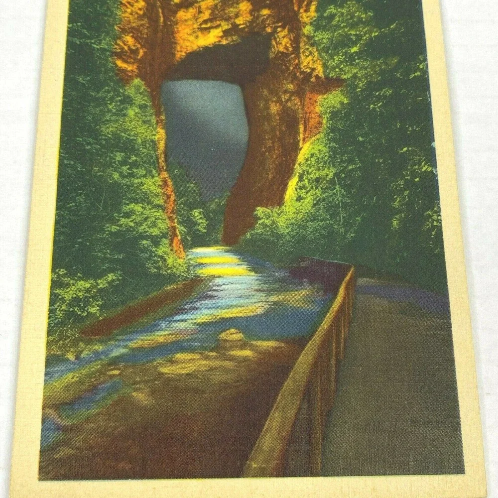 Vintage Postcard Natural Bridge Virginia Night Illumination 4th Day Travel 1930s